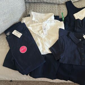 School Uniform - white, blue and khaki.